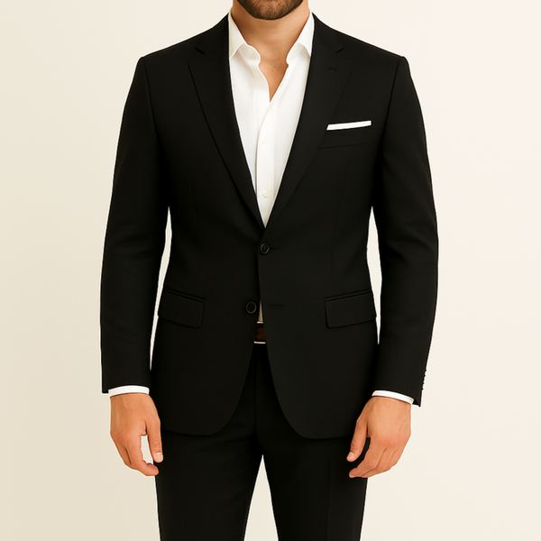 Costume homme noir avec pochette