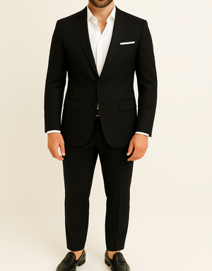 Costume homme noir avec pochette