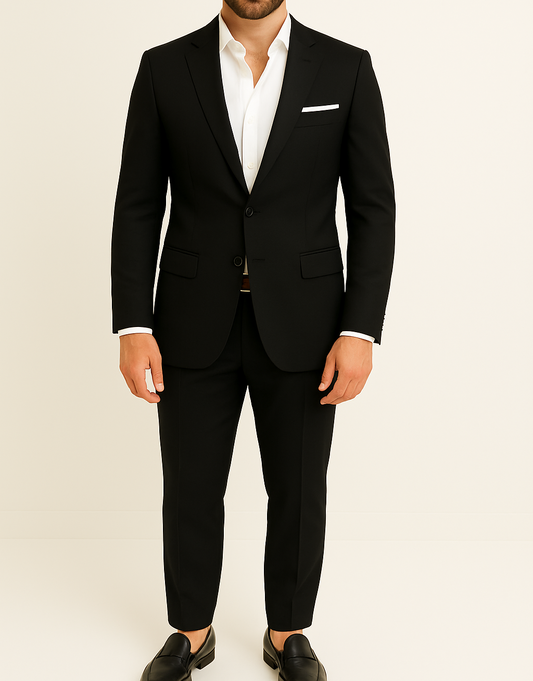 Costume homme noir avec pochette