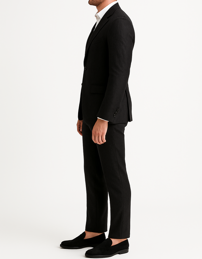 Costume homme effet lin noir LINO