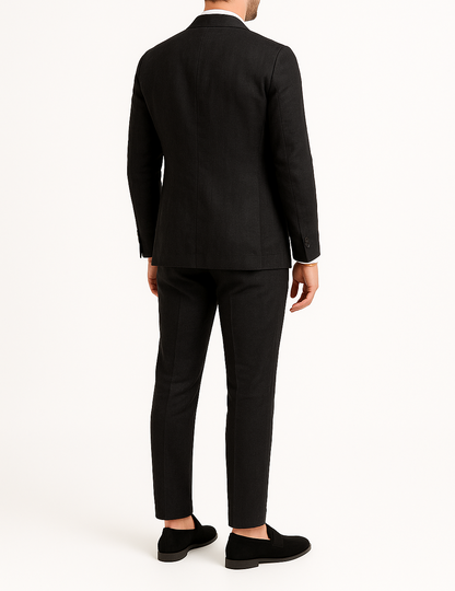 Costume homme effet lin noir LINO