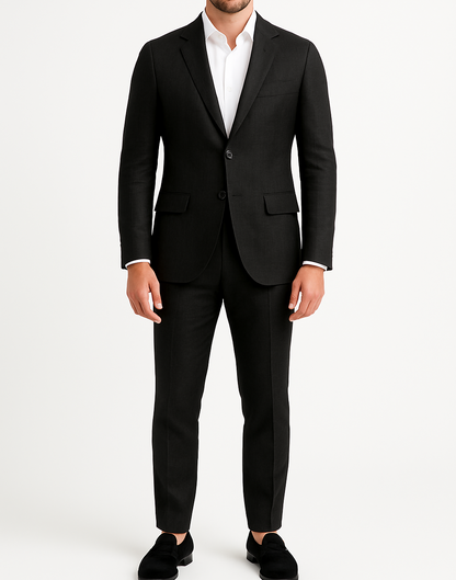 Costume homme effet lin noir LINO