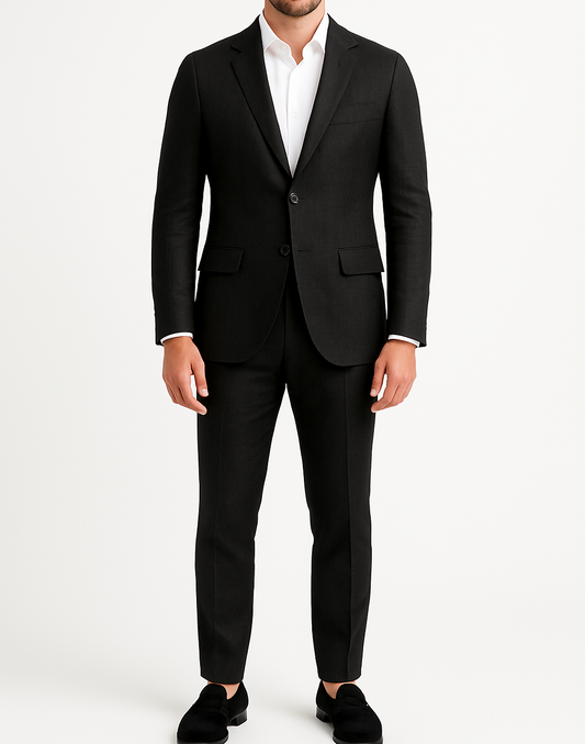Costume homme effet lin noir LINO