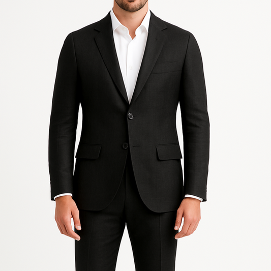 Costume homme effet lin noir LINO