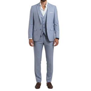 Costume homme bleu ciel effet lin