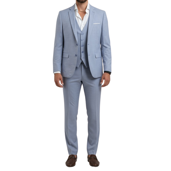Costume homme bleu ciel effet lin