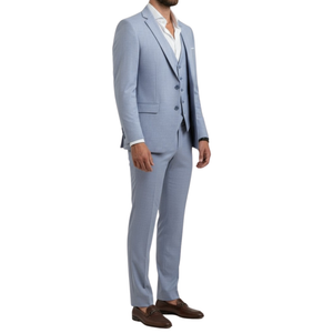 Costume homme bleu ciel effet lin