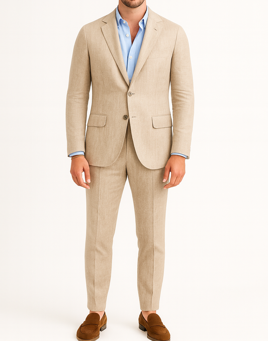 Costume homme effet lin beige LINO