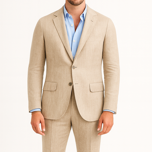 Costume homme effet lin beige LINO