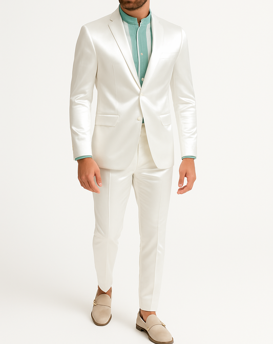 Costume homme Blanc satiné