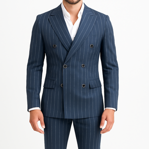 Costume homme croisé bleu à rayures