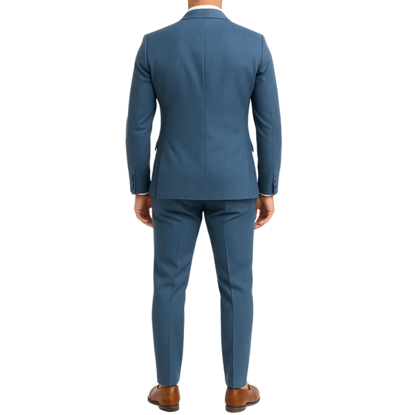 Costume homme bleu jeans croisé Mario