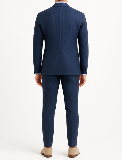 Costume homme effet lin bleu LINO