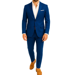 Costume homme bleu avec pochette