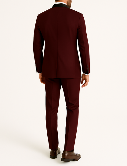 Costume homme bordeaux col châle