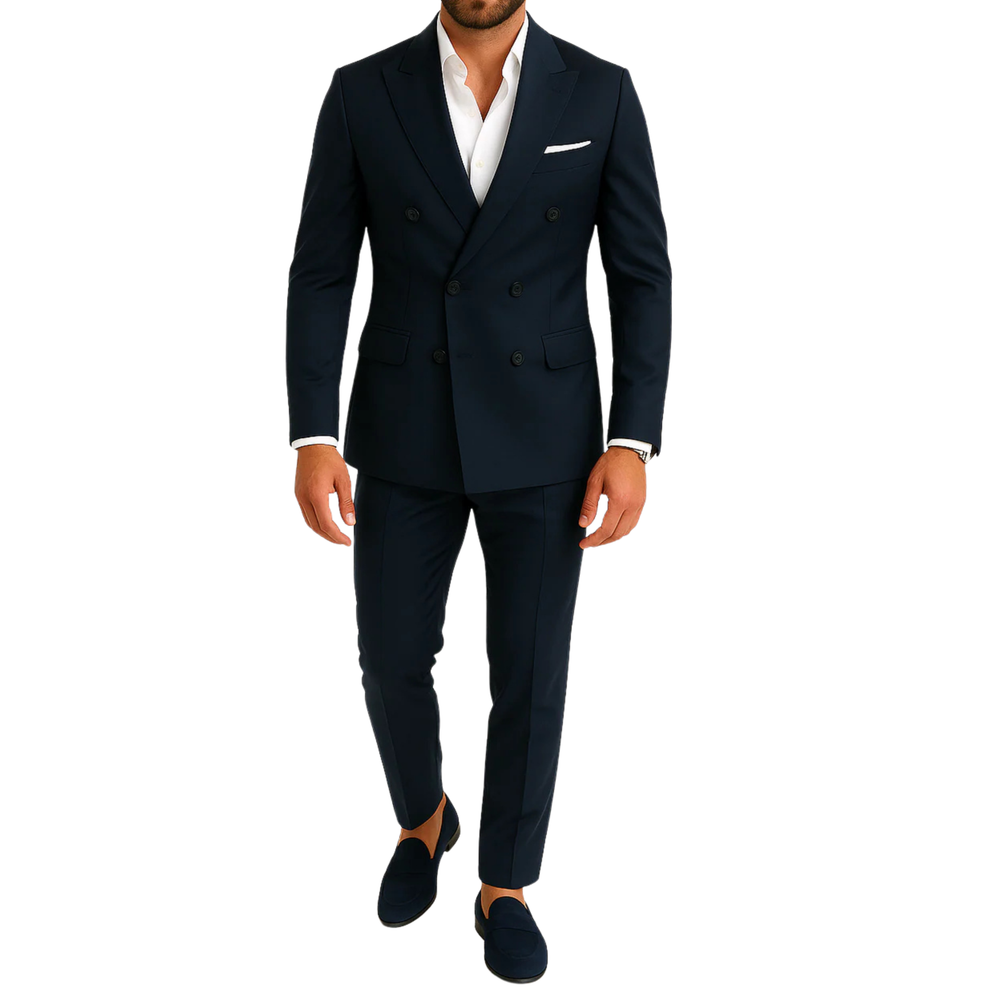 Costume homme bleu marine croisé