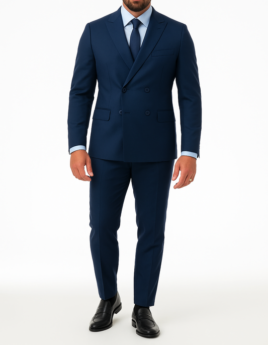 Costume homme bleu marine croisé Mario