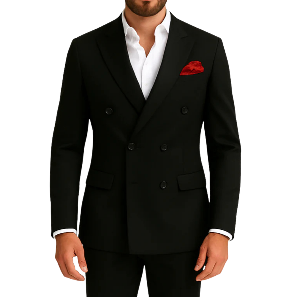 Costume homme noir croisé