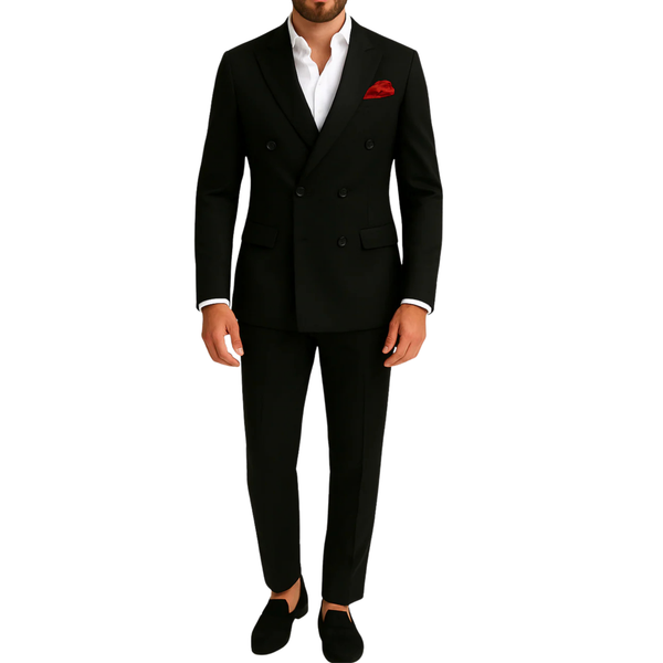 Costume homme noir croisé