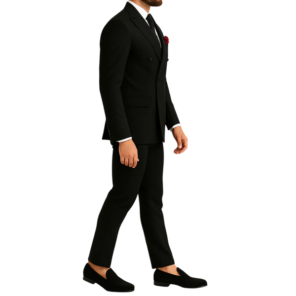 Costume homme noir croisé
