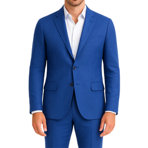 Costume homme effet lin bleu royal LINO