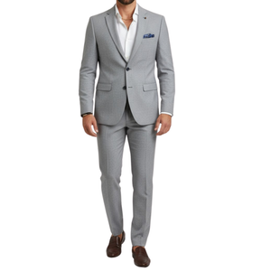 Costume homme gris effet piqué