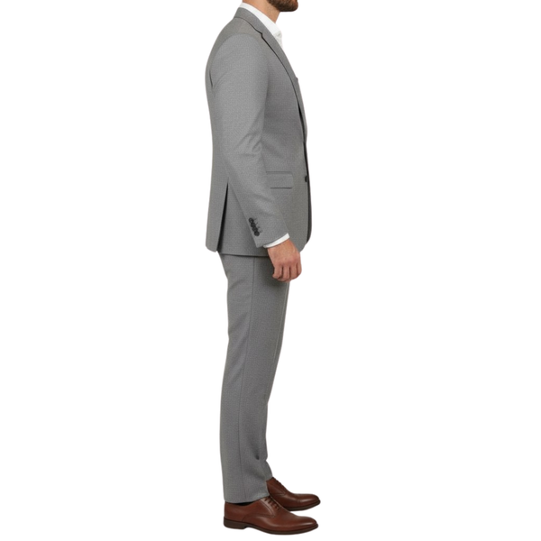 Costume homme gris effet piqué
