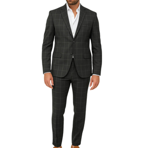 Costume homme gris foncé à carreaux