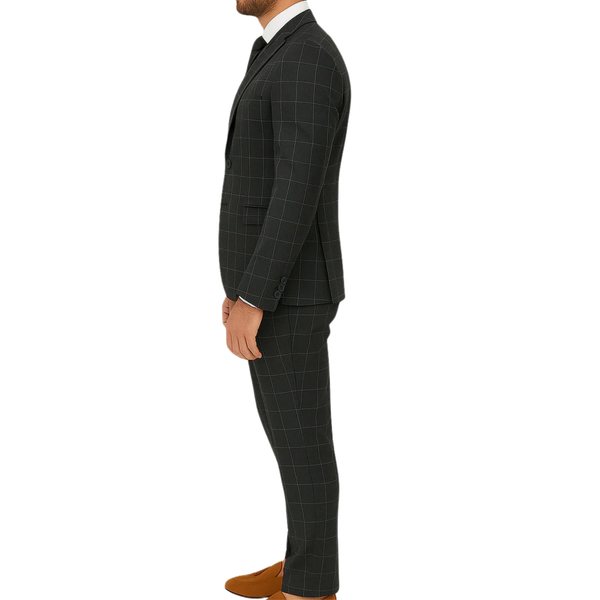 Costume homme gris foncé à carreaux