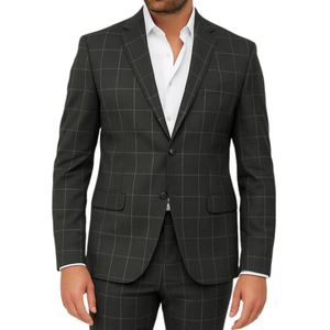 Costume homme gris foncé à carreaux