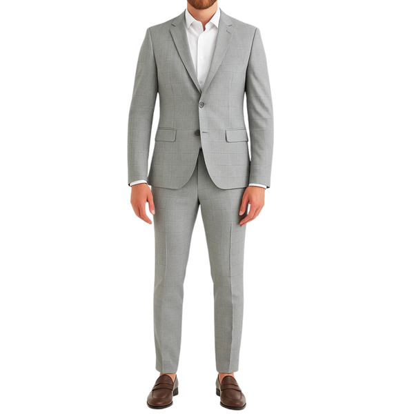 Costume homme gris motif tartan