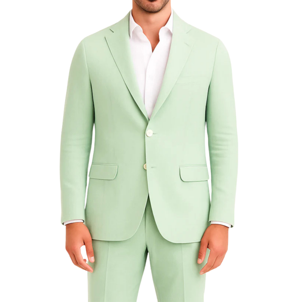 Costume homme effet lin vert LINO