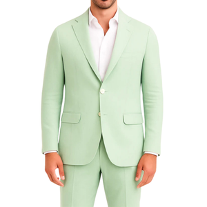 Costume homme effet lin vert LINO