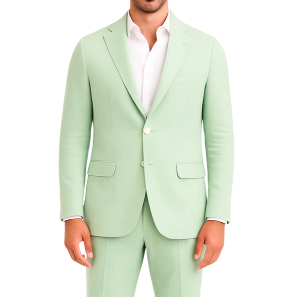 Costume homme effet lin vert LINO