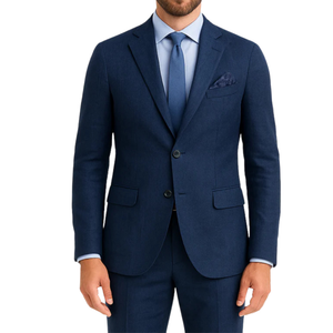 Costume homme effet lin bleu LINO