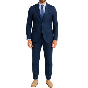 Costume homme effet lin bleu LINO