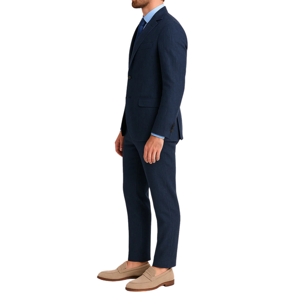 Costume homme effet lin bleu LINO