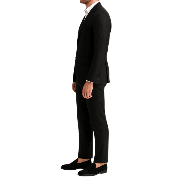 Costume homme effet lin noir LINO