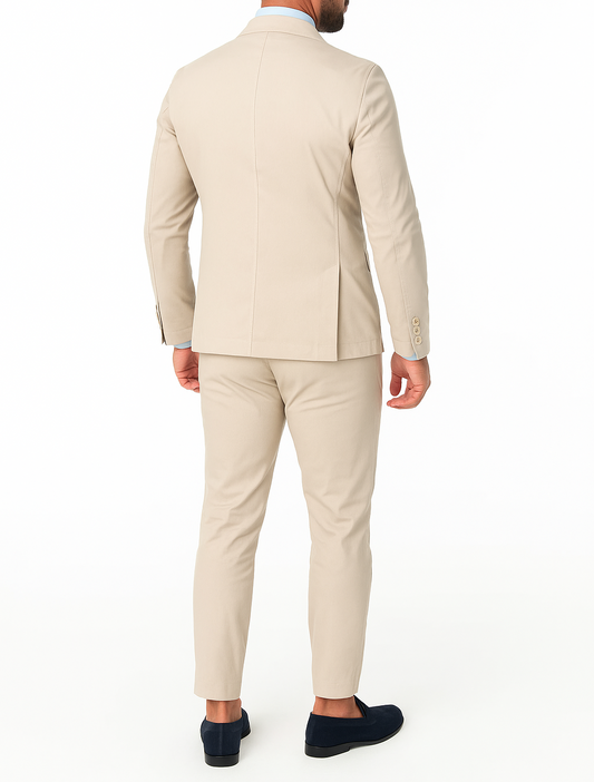 Costume homme beige croisé Mario