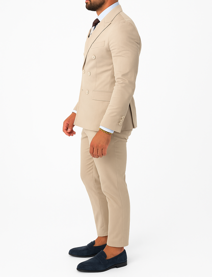 Costume homme beige croisé Mario