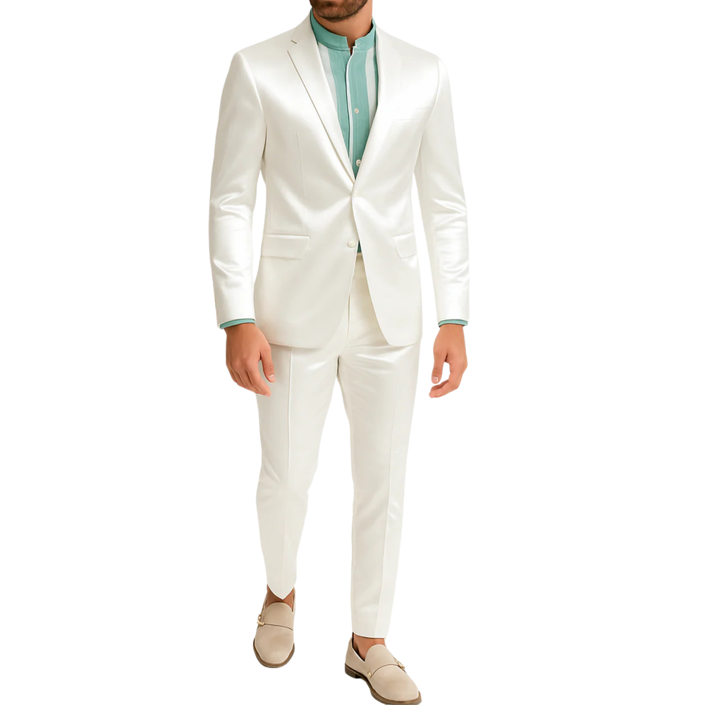 Costume homme Blanc satiné