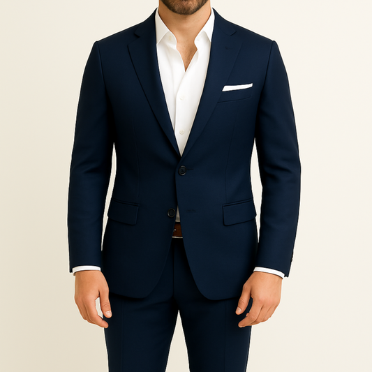 Costume homme bleu marine avec pochette