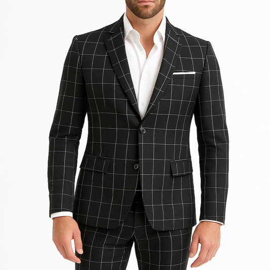 Costume homme noir à carreaux