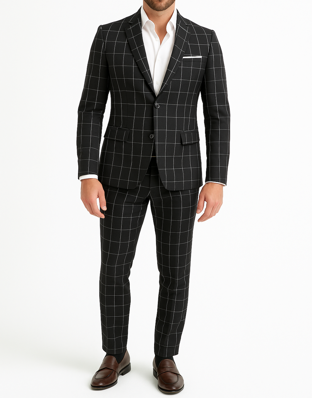Costume homme noir à carreaux