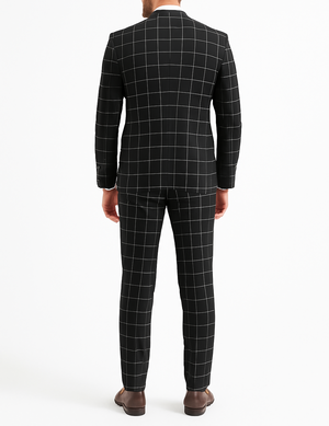 Costume homme noir à carreaux
