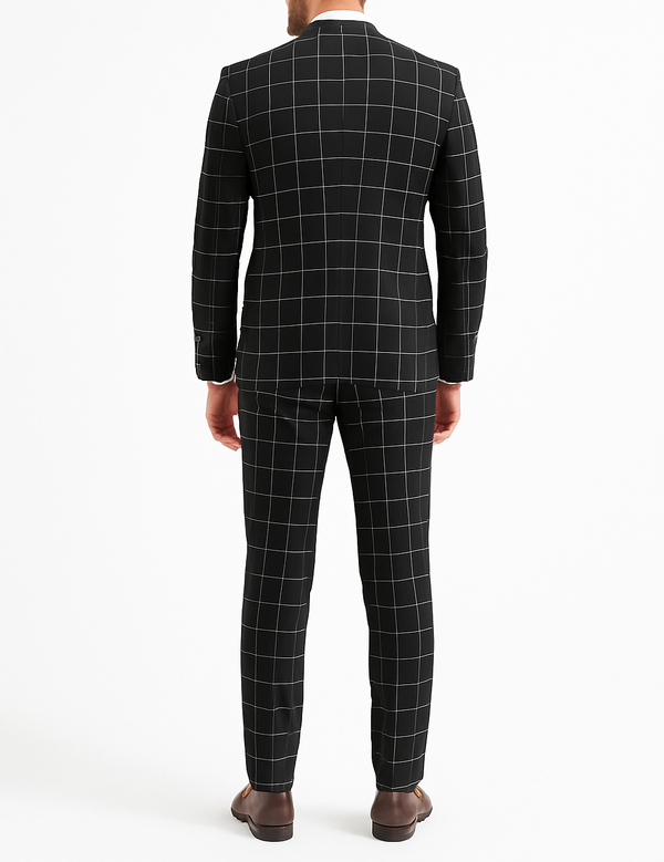 Costume homme noir à carreaux