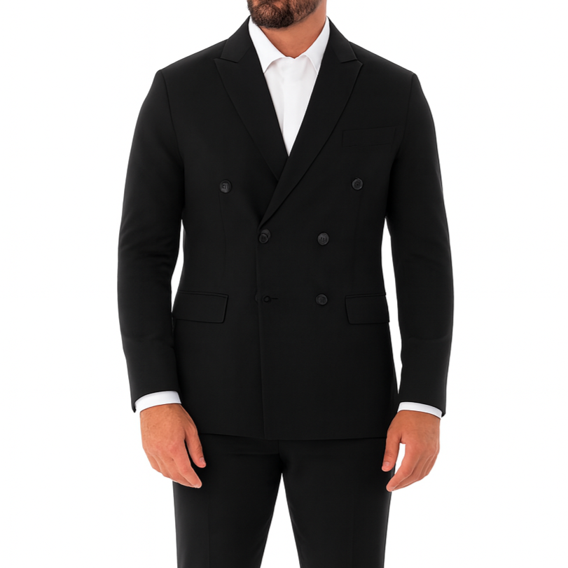 Costume homme noir croisé Mario