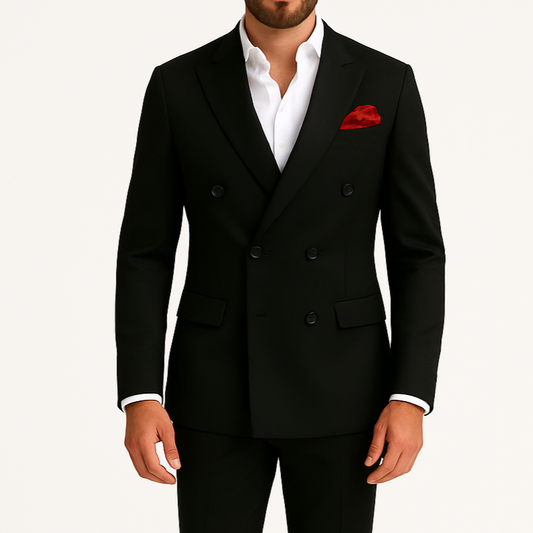 Costume homme noir croisé