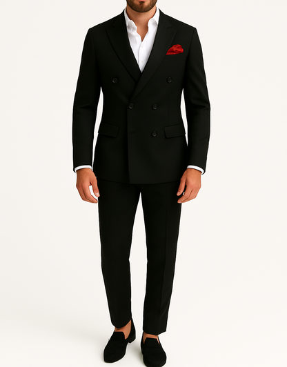 Costume homme noir croisé
