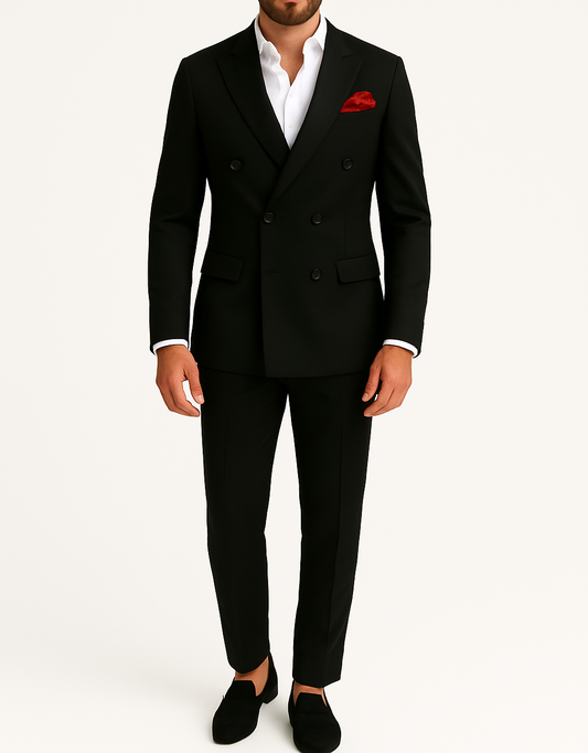Costume homme noir croisé